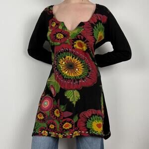 Desigual Women's Black and Floral Print Dress